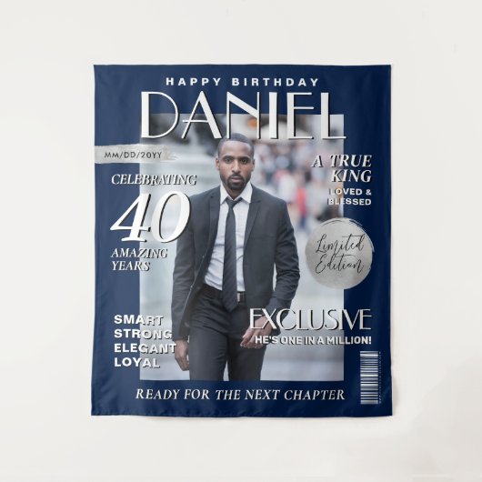 Elegant Verjaardag Achtergrond Custom Magazine Hoe Wandkleed (Voorkant)