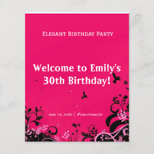 Elegant verjaardagsfeest welkom voetstuk teken flyer