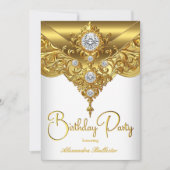 Elegant verjaardagsfeest White Gold Diamond Kaart (Voorkant)