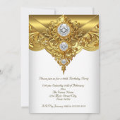 Elegant verjaardagsfeest White Gold Diamond Kaart (Achterkant)