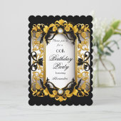 Elegant verjaardagsfeestje Zwart bloemendiamant Go Kaart