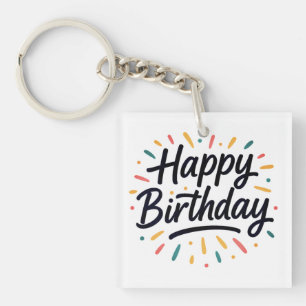Elegant verjaardagskalligrafie ontwerp sleutelhanger