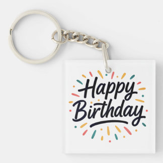 Elegant verjaardagskalligrafie ontwerp sleutelhanger