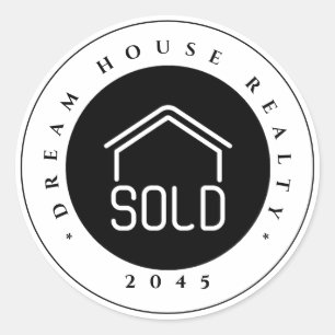 Elegant verkocht onroerend goed ronde sticker