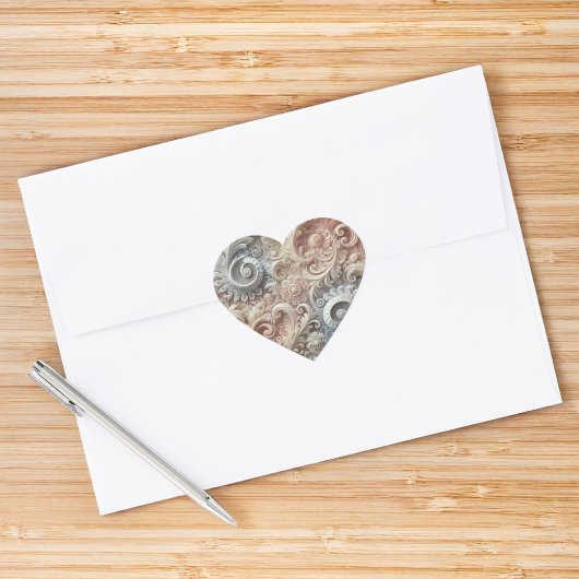 Elegant verloop pastel kantpatroon hart sticker