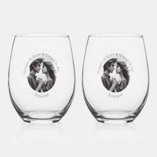 Elegant Verloving gepersonaliseerde foto bruid bru Wijnglas Zonder Voet