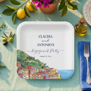 Elegant verlovingsfeest aan de Italiaanse Rivièra Papieren Bordje