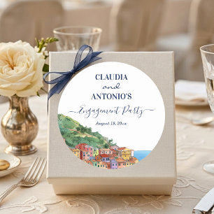 Elegant verlovingsfeest aan de Italiaanse Rivièra Ronde Sticker