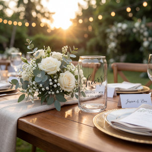 élégant verre de mariage personnalisé noir blanc e