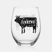 Élégant verre de vin sans tige avec silhouette de (Verso)