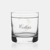 Elegant Versierd Zwart Monogram C Whisky Glas (Achterkant)