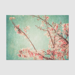  elegant versleten blauwgroen hout & kersbloesem tissuepapier