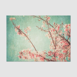  elegant versleten blauwgroen hout & kersbloesem tissuepapier