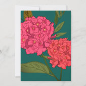 Elégant vert avec invitation à fleur rose (Dos)