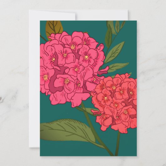 Elégant vert avec invitation à fleur rose (Dos)