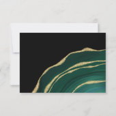 Elégant vert avec or agate foncé carte RSVP (Dos)