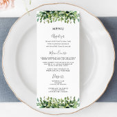 Elégant Vert Botanique Foliage Mariage Menu
