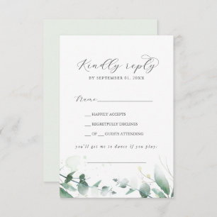 Elégant Vert Chanson Demande Carte RSVP