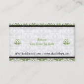 Elégant vert clair damassé cartes de visite de mod (Dos)