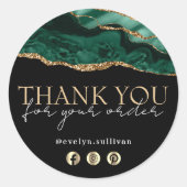 Elégant vert émeraude agate merci autocollant (Devant)