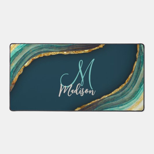 Elégant vert émeraude marbre art faux or (Recto)