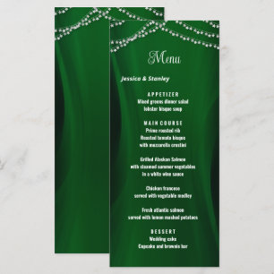 Élégant vert émeraude Noël mariage Menu