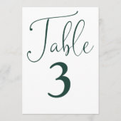 Élégant Vert Émeraude Simple Grand Numéro De Table (Dos)