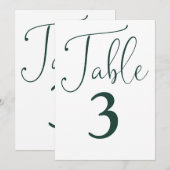 Élégant Vert Émeraude Simple Grand Numéro De Table (Devant / Derrière)