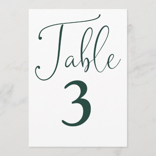 Élégant Vert Émeraude Simple Grand Numéro De Table (Devant)