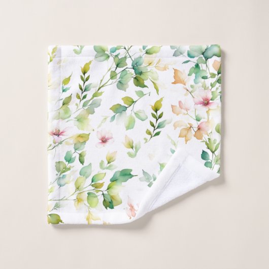 Elégant vert fleurs sauvages d'aquarelle (Gant de toilette)