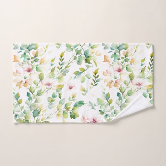 Elégant vert fleurs sauvages d'aquarelle (Serviette à main)