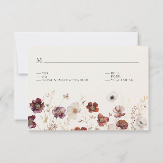 Elégant Vert Floral QR Code Arch Wedding RSVP (Dos)