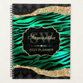 Élégant Vert Foil Tiger Grandes et or Monogramme (Devant)