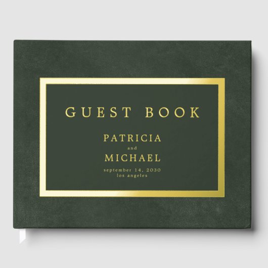 Élégant vert foncé feuille d'or mariage (Recto)