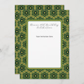 Elégant vert foncé or plat Invitation (Devant / Derrière)