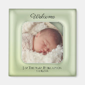 Élégant Vert Keepsaké Baby Custom Photo Magnet (Devant)