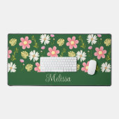 Élégant vert moderne rose floral (Clavier et souris)