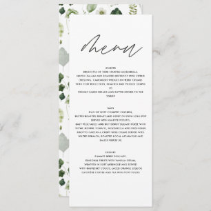 Élégant vert moderne script botanique menu mariage