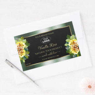 Élégant vert noir Étiquette rose jaune Logo