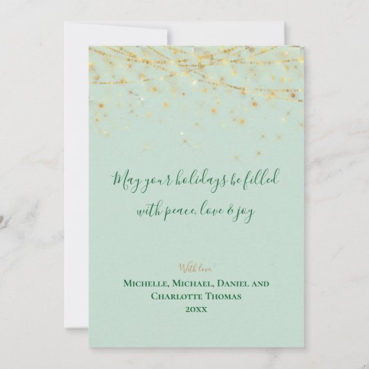 Elégant Vert or ornements Joyeux Noël Carte (Dos)