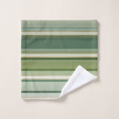 Élégant Vert Pin Turquoise Clair Rayé (Gant de toilette)