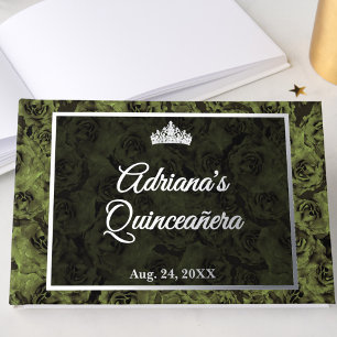 Élégant Vert Sauge Floral Quinceanera Argent