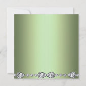 Elégant Vert & Silver Diamond Invitation d'anniver (Dos)
