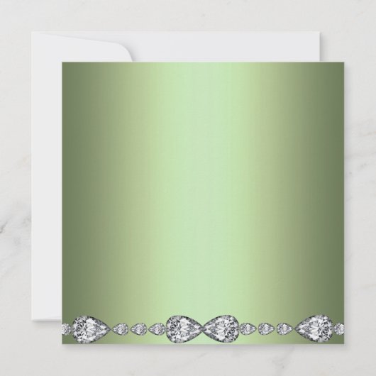 Elégant Vert & Silver Diamond Invitation d'anniver (Dos)