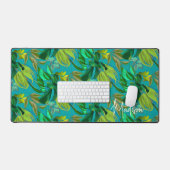 Élégant vert tropical laisser aqua motif monogramm (Clavier et souris)