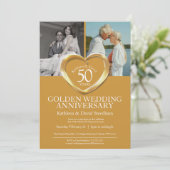 Elegant Vertical Golden 50th Wedding Anniversary Kaart (Staand voorkant)