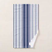 Élégant, vertical, rayures, bleu marine, blanc (Serviette à main)