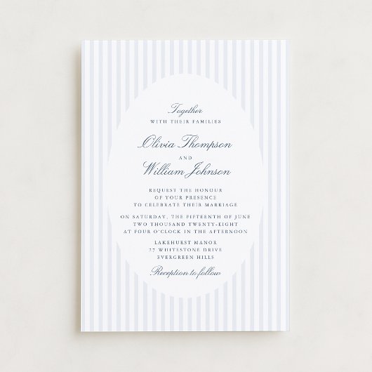 Elegant Vertical Stripe Classic Wedding Invitation