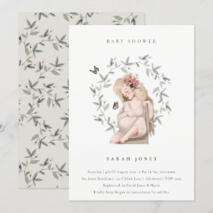 Elegant verwachttant Women Foliage Baby shower inv Bedankkaart