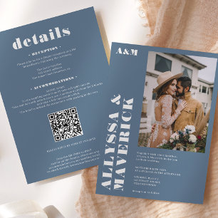 Elegant Vet eenvoudig wit stoffig blauw foto bruil Kaart